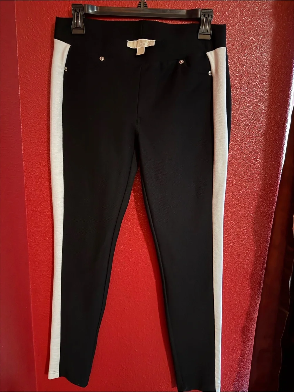 Michael Kors Black Pants with White Side Stripes